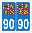 Auto - Sticker immatriculation 90 - Blason Bourgogne Franche-Comté