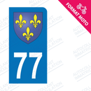 Moto - Sticker immatriculation 77 - Blason Ile de France new