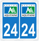 Auto - Sticker immatriculation 24 - Dordogne