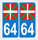 Auto - Sticker immatriculation 64 – Aquitaine