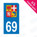 Moto - Sticker immatriculation 69 - Blason Auvergne Rhône Alpes new