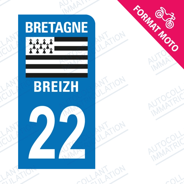 Moto - Sticker immatriculation 22 - Côtes d'Armor new