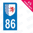 Moto - Sticker immatriculation 86 - Blason Nouvelle Aquitaine new