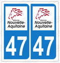 Auto - Sticker immatriculation 47 - Nouvelle Aquitaine
