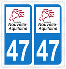 Auto - Sticker immatriculation 47 - Nouvelle Aquitaine