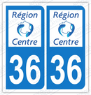 Auto - Sticker immatriculation 36 - Indre
