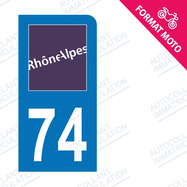 Moto - Sticker immatriculation 74 - Haute Savoie new