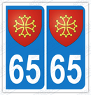 Auto - Sticker immatriculation 65 - Blason occitan