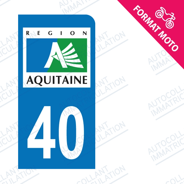 Moto - Sticker immatriculation 40 - Landes new