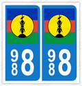 Auto - Sticker immatriculation 988 - Nouvelle-Calédonie