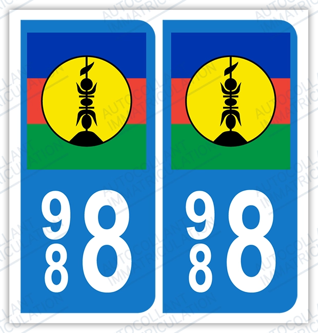 Auto - Sticker immatriculation 988 - Nouvelle-Calédonie