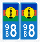 Auto - Sticker immatriculation 988 - Nouvelle-Calédonie