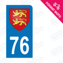 Moto - Sticker immatriculation 76 - Blason normand new