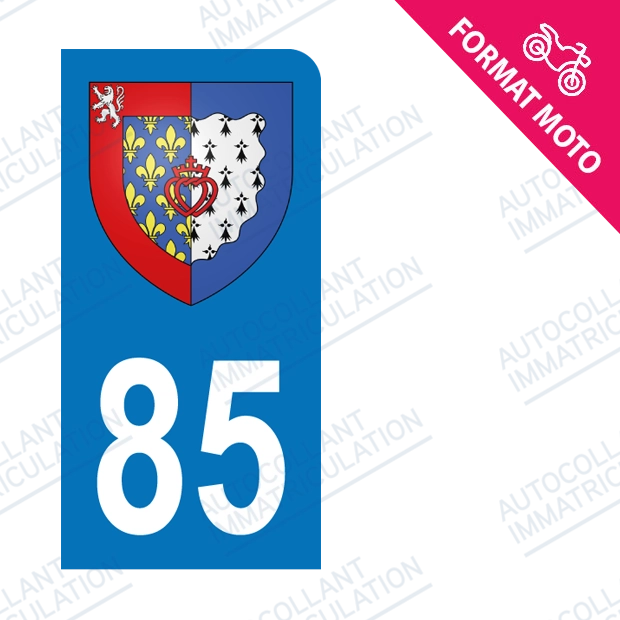 Moto - Sticker immatriculation 85 - Blason Pays de la loire new