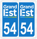 Auto - Sticker immatriculation 54 - Grand-Est