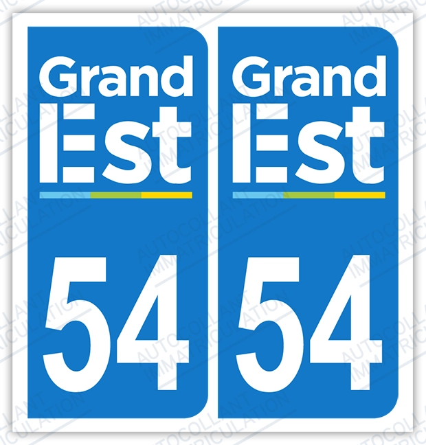 Auto - Sticker immatriculation 54 - Grand-Est