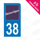 Moto - Sticker immatriculation 38 - Isère new