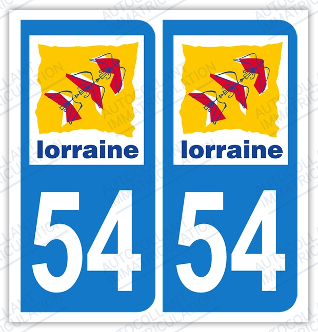 Auto - Sticker immatriculation 54 - Meurthe et Moselle
