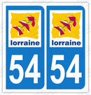Auto - Sticker immatriculation 54 - Meurthe et Moselle