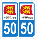 Auto - Sticker immatriculation 50 - Nouvelle région Normandie