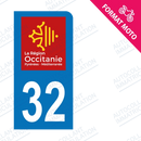 Moto - Sticker immatriculation 32 - Occitanie new
