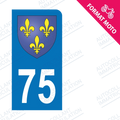Moto - Sticker immatriculation 75 - Blason Ile de France new