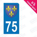 Moto - Sticker immatriculation 75 - Blason Ile de France new