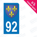 Moto - Sticker immatriculation 92 - Blason Ile de France new