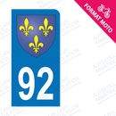 Moto - Sticker immatriculation 92 - Blason Ile de France new