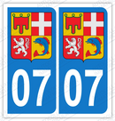 Auto - Sticker immatriculation 07 - Blason Auvergne Rhône Alpes