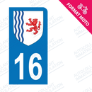 Moto - Sticker immatriculation 16 - Blason Nouvelle Aquitaine new