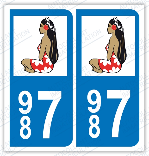 Auto - Sticker immatriculation 987 - Vahine
