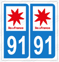 Auto - Sticker immatriculation 91 - Essonne