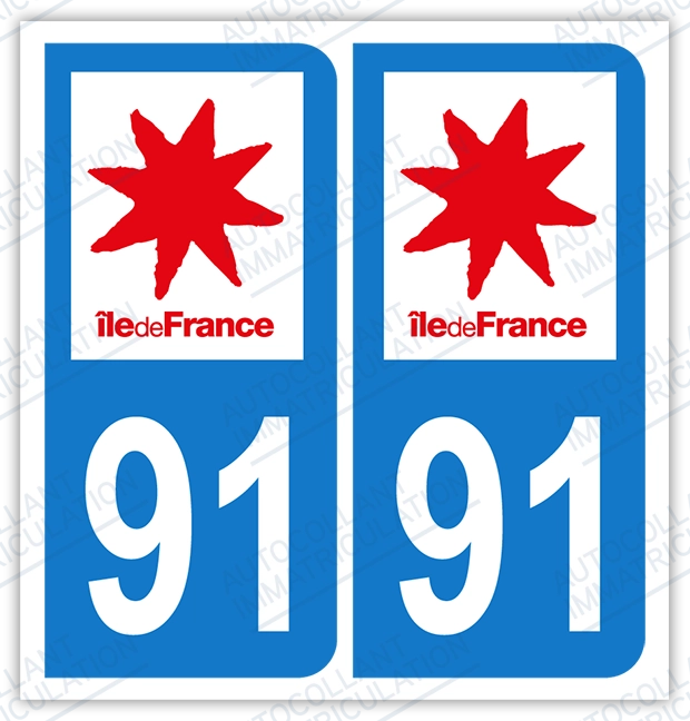 Auto - Sticker immatriculation 91 - Essonne
