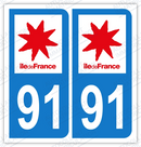 Auto - Sticker immatriculation 91 - Essonne