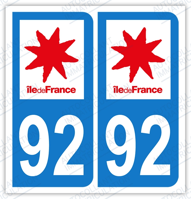 Auto - Sticker immatriculation 92 – Haut de Seine