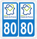 Auto - Sticker immatriculation 80 - Nouvelle région Hauts-de-France