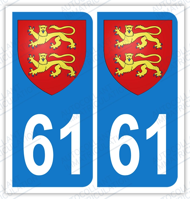 Auto - Sticker immatriculation 61 - Blason Normand
