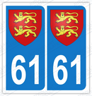 Auto - Sticker immatriculation 61 - Blason Normand