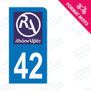Moto - Sticker immatriculation 42 - Nouveau logo Rhône Alpes new