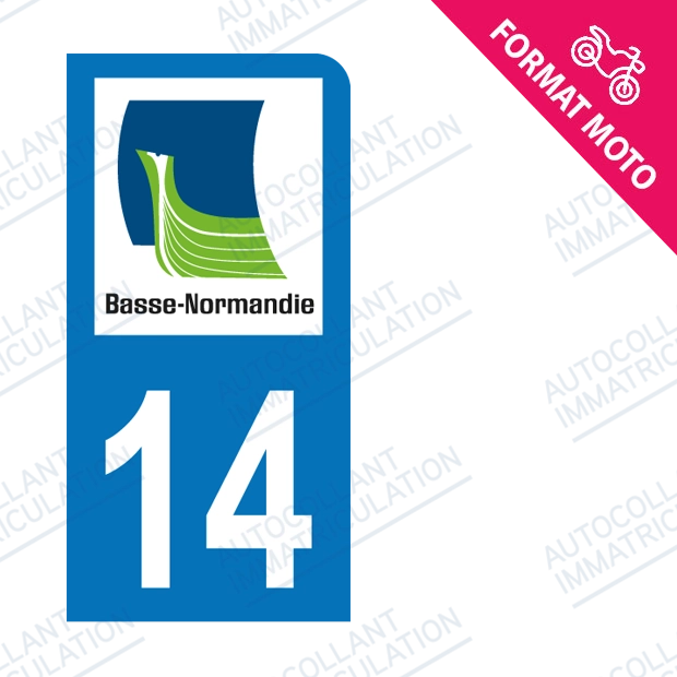 Moto - Sticker immatriculation 14 - Calvados new