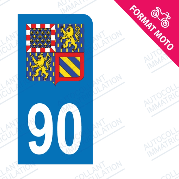 Moto - Sticker immatriculation 90 - Blason Bourgogne Franche-Comté