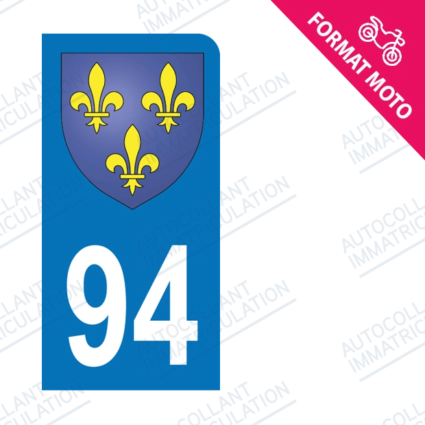 Moto - Sticker immatriculation 94 - Blason Ile de France new