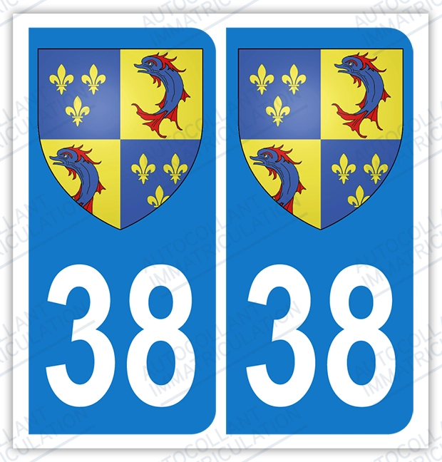 Auto - Sticker immatriculation 38 – Isère