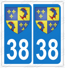 Auto - Sticker immatriculation 38 – Isère
