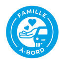 Autocollant Famille à bord, rond bleu 10 cm de diamètre