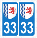 Auto - Sticker immatriculation 33 – Nouvelle Aquitaine