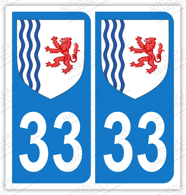 Auto - Sticker immatriculation 33 – Nouvelle Aquitaine