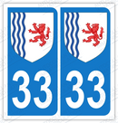 Auto - Sticker immatriculation 33 – Nouvelle Aquitaine
