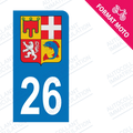 Moto - Sticker immatriculation 26 - Blason Auvergne Rhône Alpes new